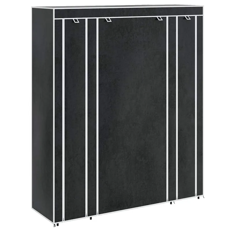 vidaXL Stoffschrank mit Fächern Kleiderstangen 45×150×176 cm Schwarz Saisonangebot