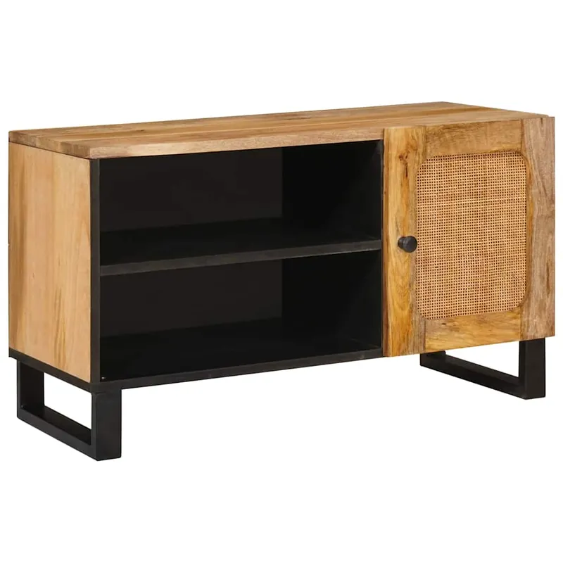 vidaXL TV-Schränk mit Speicher Braun 80 x 33 x 46 cm Massivholz Mango Expressversand