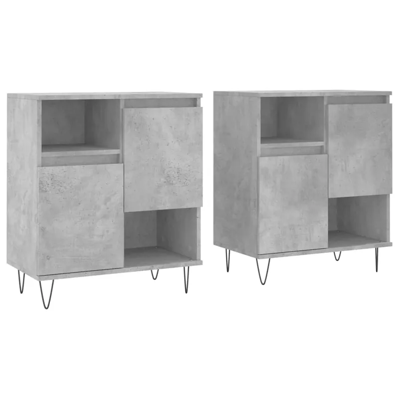 vidaXL Sideboards 2 Stk. Betongrau Holzwerkstoff Neue Kollektion