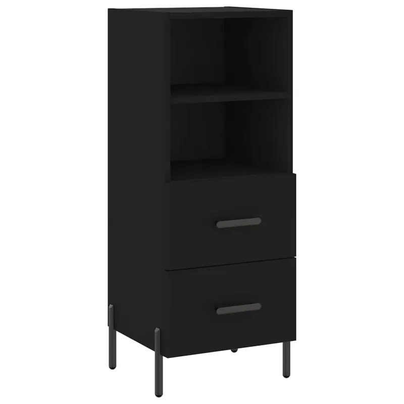 vidaXL Sideboard Schwarz 34,5x34x90 cm Holzwerkstoff Echt