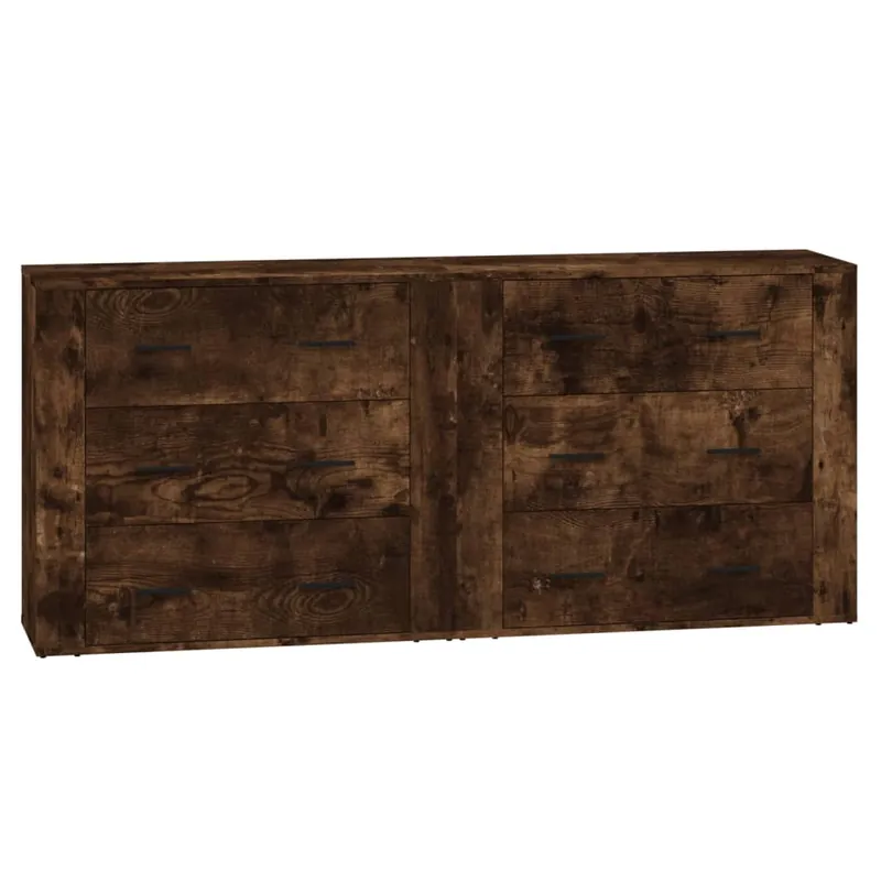vidaXL Sideboards 2 Stk. Räuchereiche Holzwerkstoff Neu