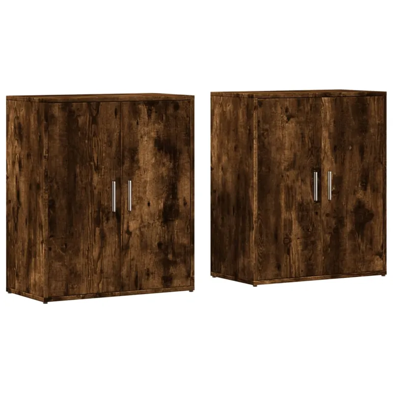 vidaXL Sideboards 2 Stk. Räuchereiche 60x31x70 cm Holzwerkstoff Zertifiziert