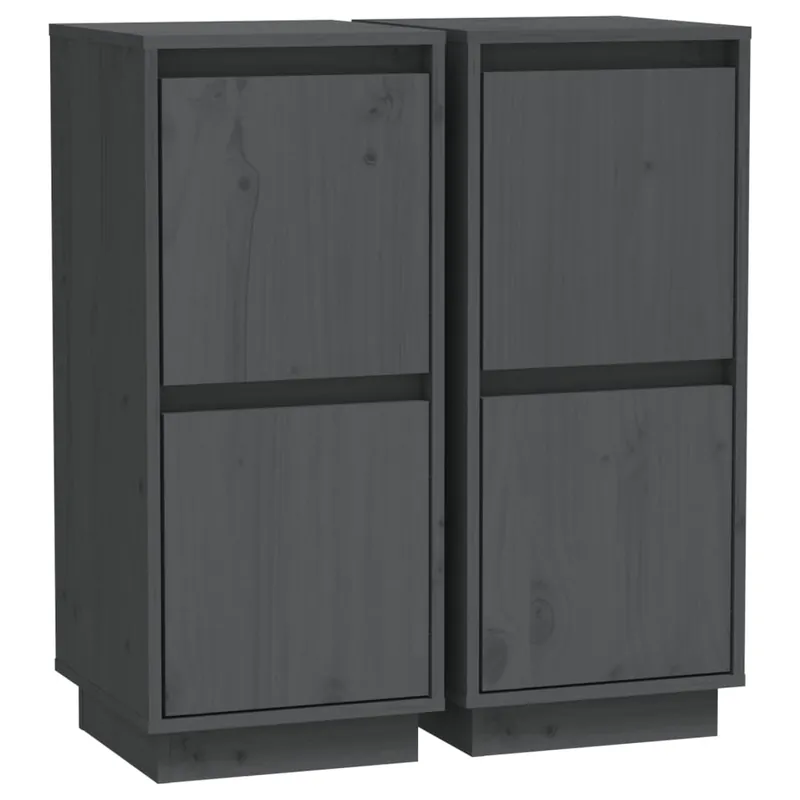 Heißes Angebot vidaXL Sideboards 2 Stk. Grau 31,5x34x75 cm Massivholz Kiefer