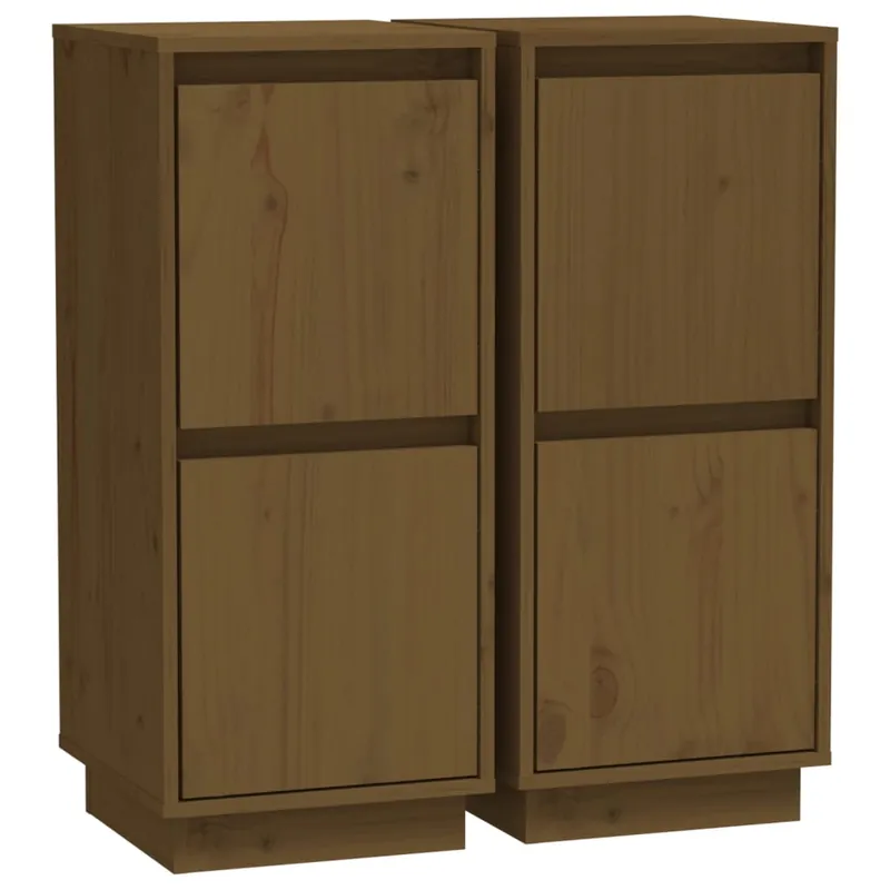 vidaXL Sideboards 2 Stk. Honigbraun 31,5x34x75 cm Massivholz Kiefer Preisreduziert