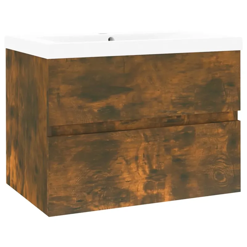 vidaXL Waschbeckenschrank mit Einbaubecken Räuchereiche Holzwerkstoff Wochenendangebot