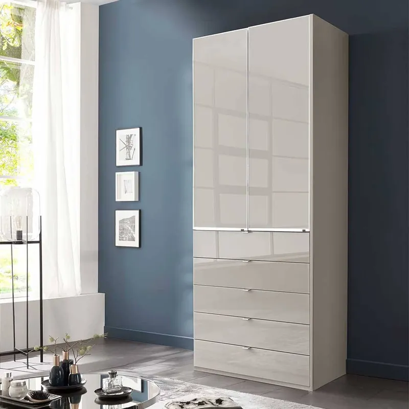 100 cm breiter Schlafzimmerschrank in Hellgrau - Nucina Neu