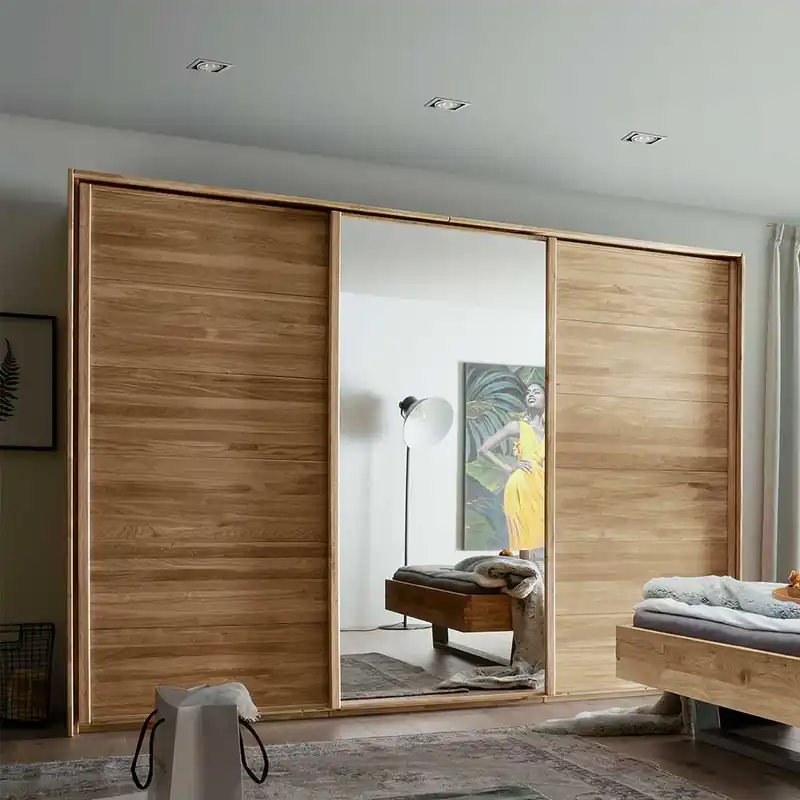 Wildeiche Kleiderschrank mit 3 Schwebetüren - Divnoi Billig