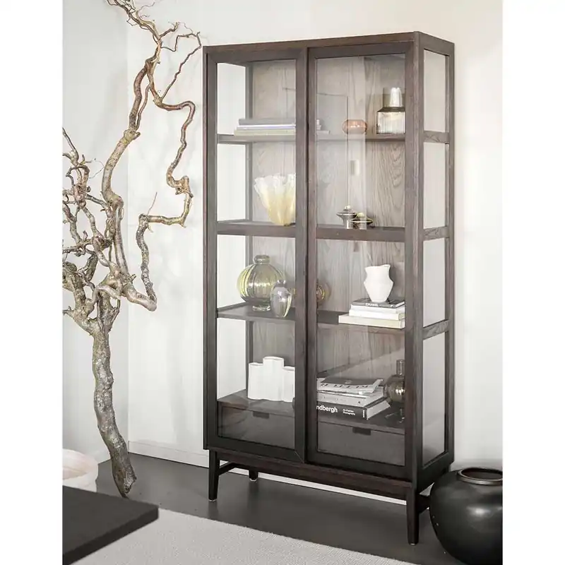 Zertifiziert Vitrine in Dunkelbraun Eiche - Kuana