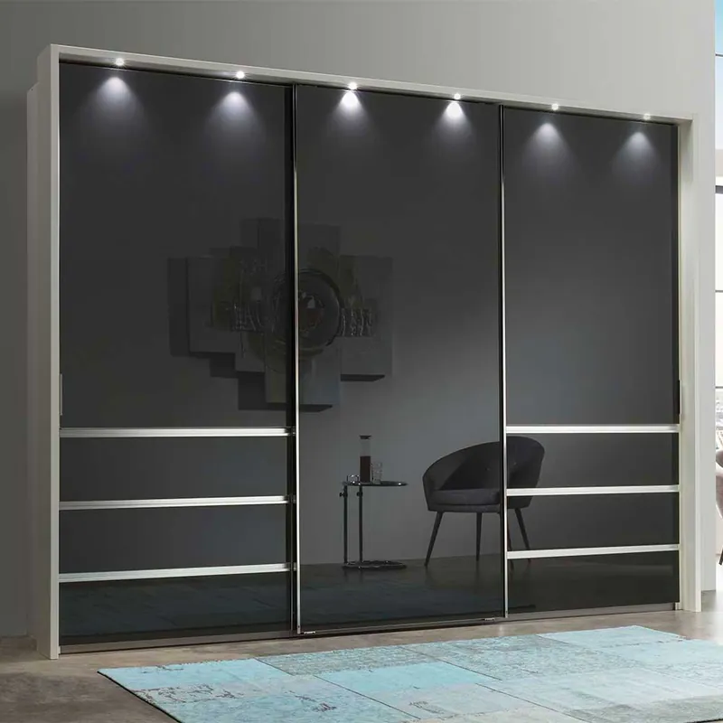 Wochenendangebot Glas Schwebetüren Schrank mit 6 Schubladen - Apolon