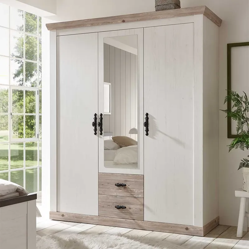 Zertifiziert Country Schlafzimmer Schrank 169cm breit - Nedita