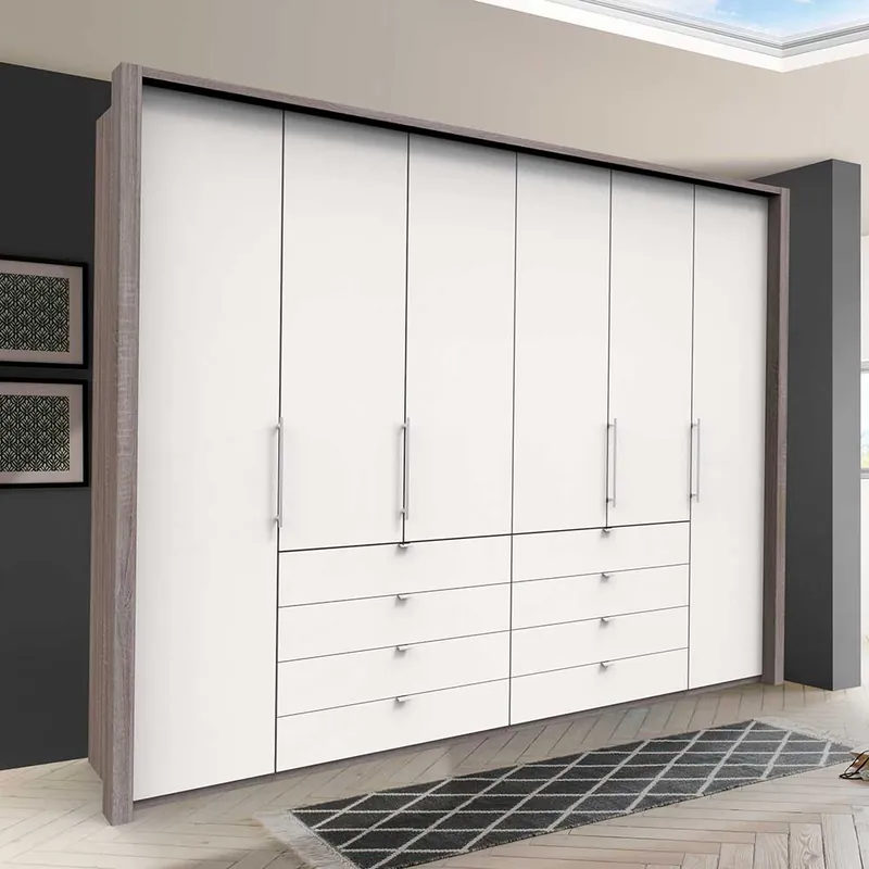 XXL Schlafzimmer-Kleiderschrank mit acht Schubladen - Tivierto Kostenloser Rückversand