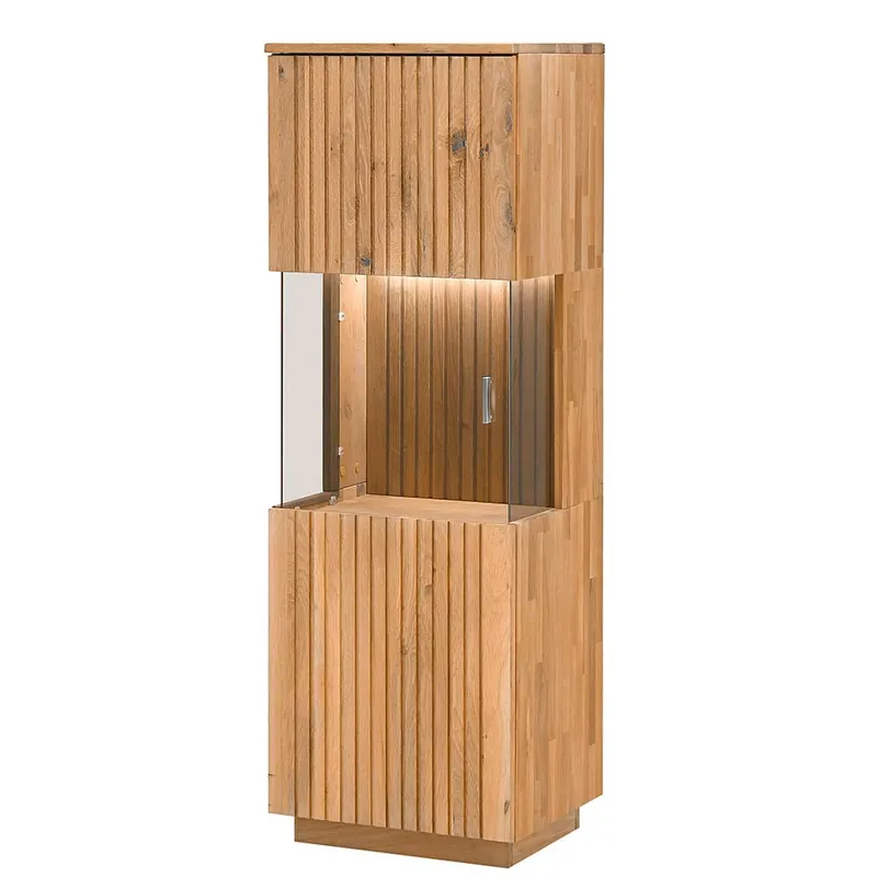 Wohnzimmerschrank in Wildeiche Bianco mit Glas - Nelsons Billig