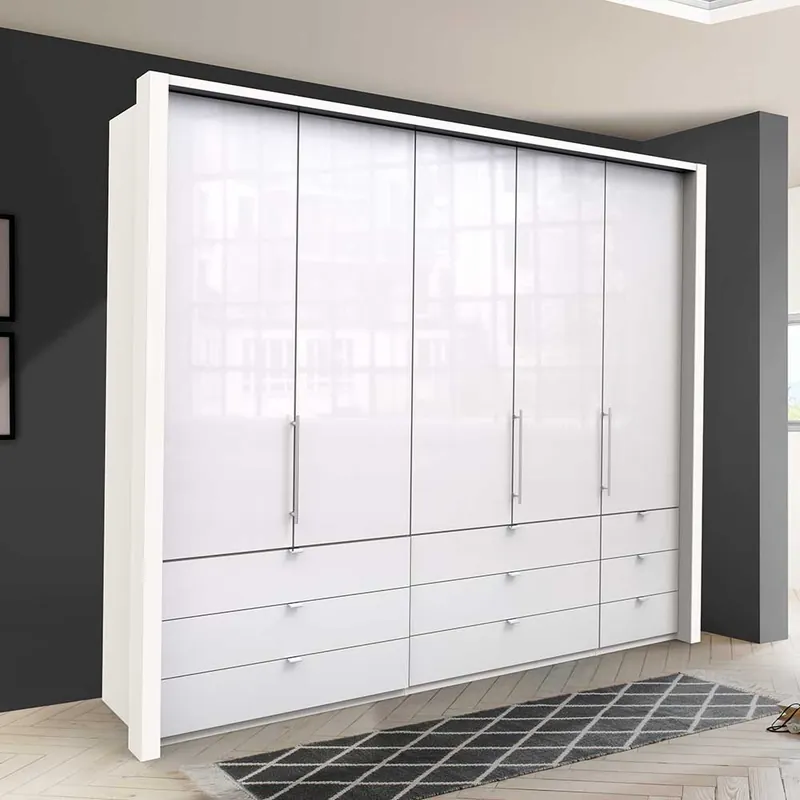Weißer Schrank für Kleidung mit Glas Front - Dolienca Neue Kollektion