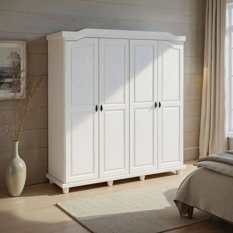 182x198x60 Weißer Landhausschrank für Kleidung - Zeremonia Sofort Bestellen