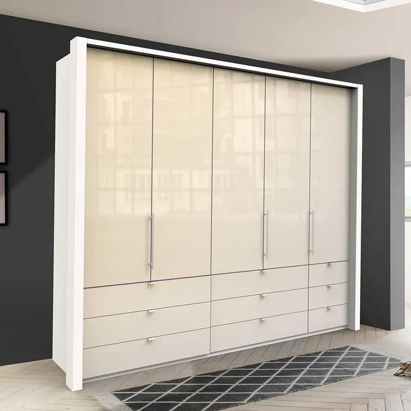 Zertifiziert Cremefarbener Kleiderschrank mit 9 Schubladen - Zidarie