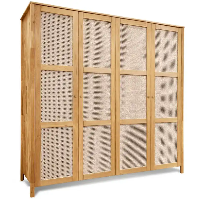 Wildeiche Schlafzimmerschrank mit Wiener Geflecht - Ambrosso Top-Preis