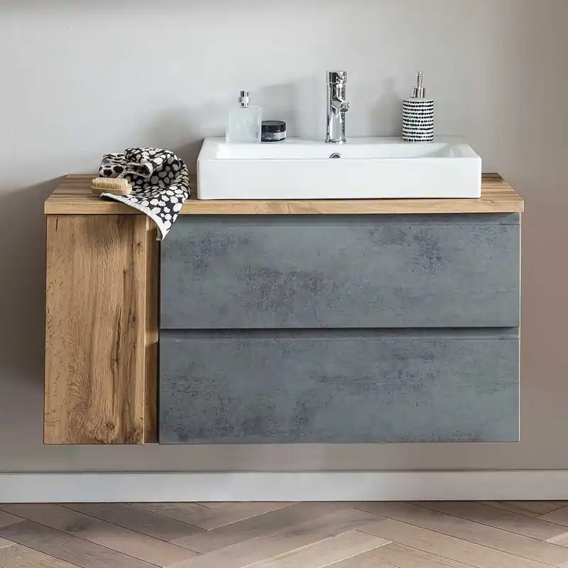 105x63x47 Waschtisch hängend in Wildeiche & Beton - Mia Kostenloser Versand