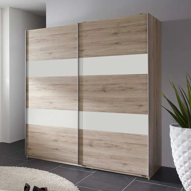 Schwebetürenschrank in Eiche San Remo & Weiß - Binokaranka Aktuell