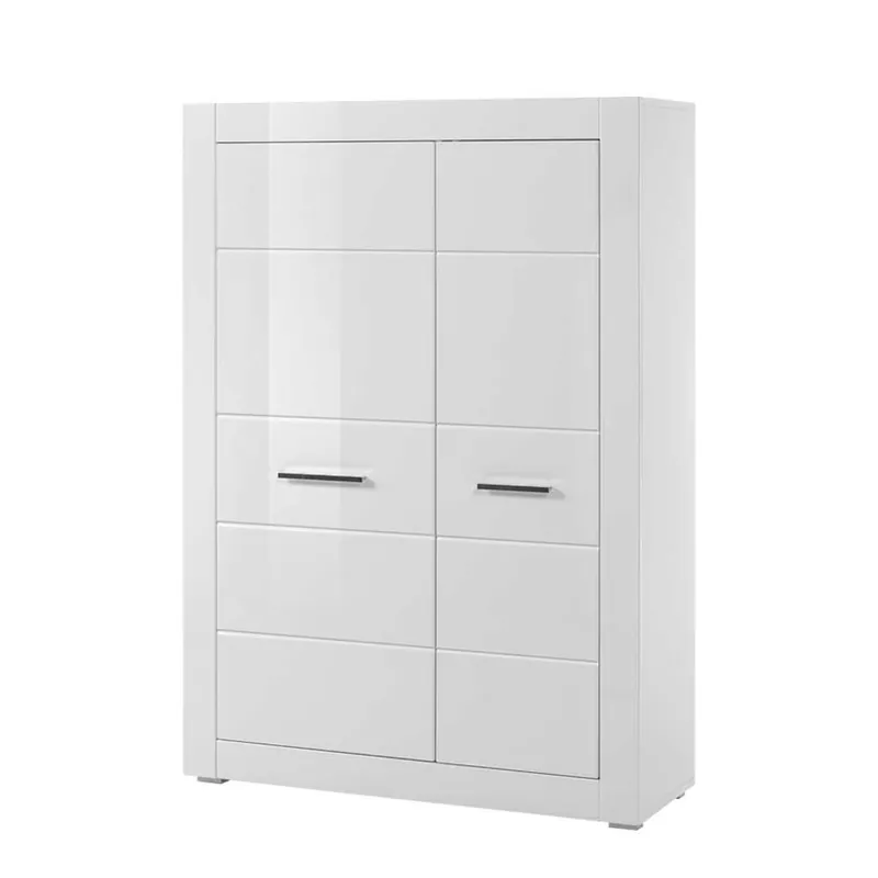 Wohnzimmer Stauraumelement in Hochglanz Weiß Yulis 2-türig Neu