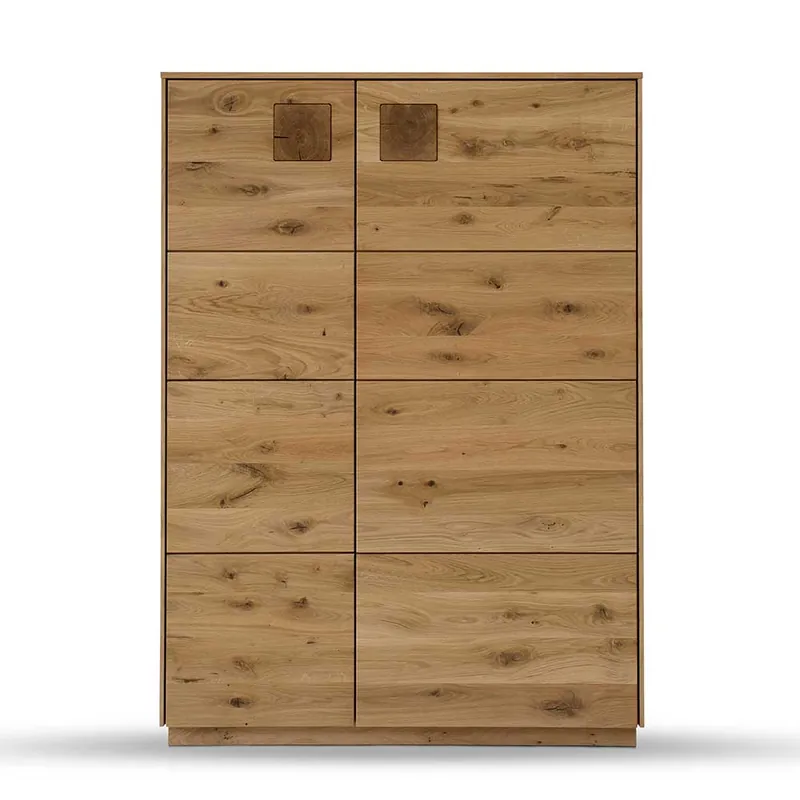 Wildeiche Highboard mit Hirnholz Applikation - Millena Versand Am Gleichen Tag