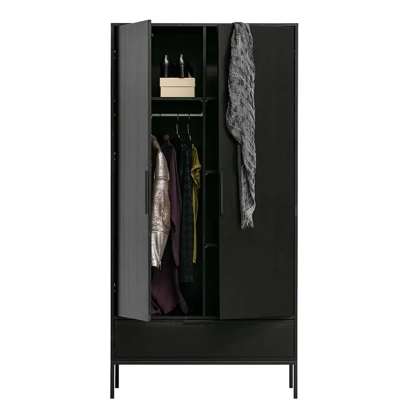 100x200x53 Schrank aus Kiefer in Schwarz - Drian Saisonangebot