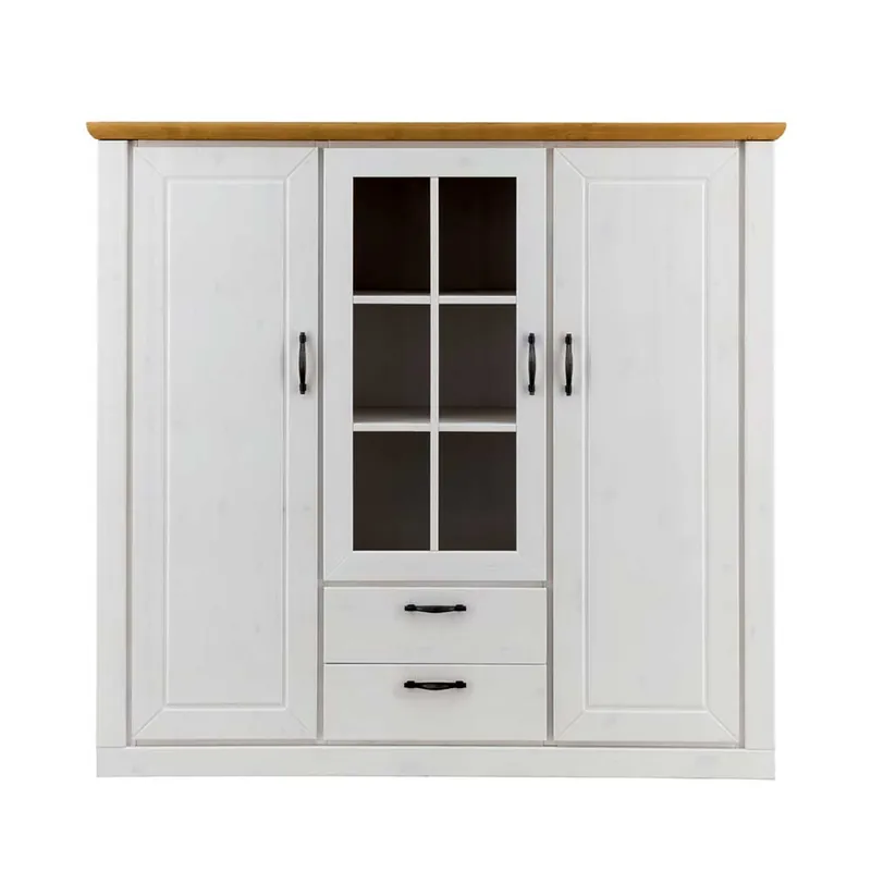 144x135x42 Landhaus Schrank in Weiß & Kiefer - Nuita Preisreduziert