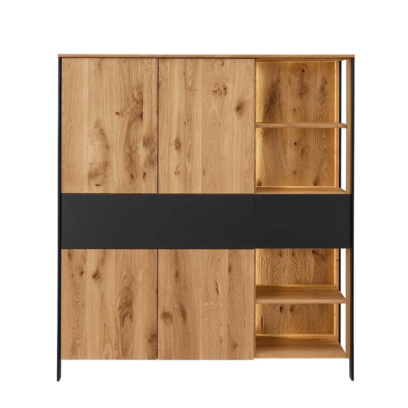 128x143x42 Wohnzimmer Highboard mit LED Licht - Viligrana Preiswert