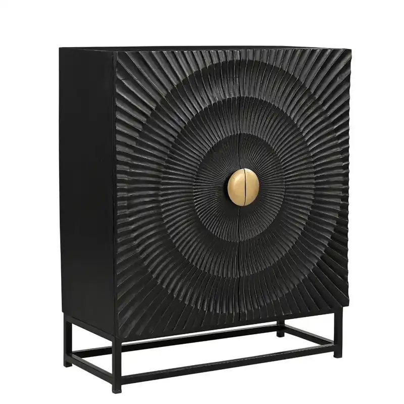 2-türige Kommode in Schwarz mit Gold - Oglio Online Kaufen