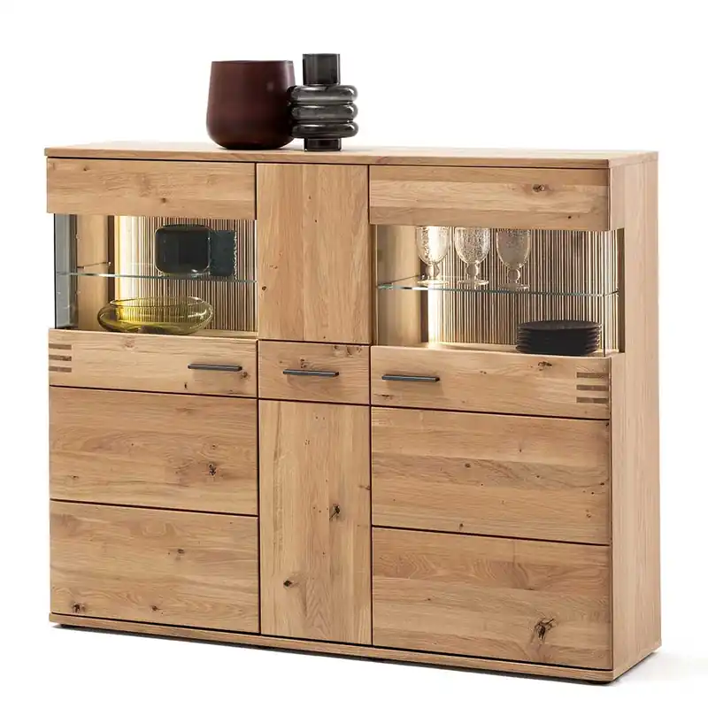 150x121x37 cm Wohnzimmer Schrank in Eiche Bianco - Crupean Neu