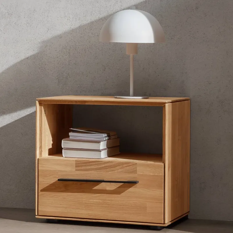 Wildeiche-Nachtkommode mit Fach - Kassanda Günstig