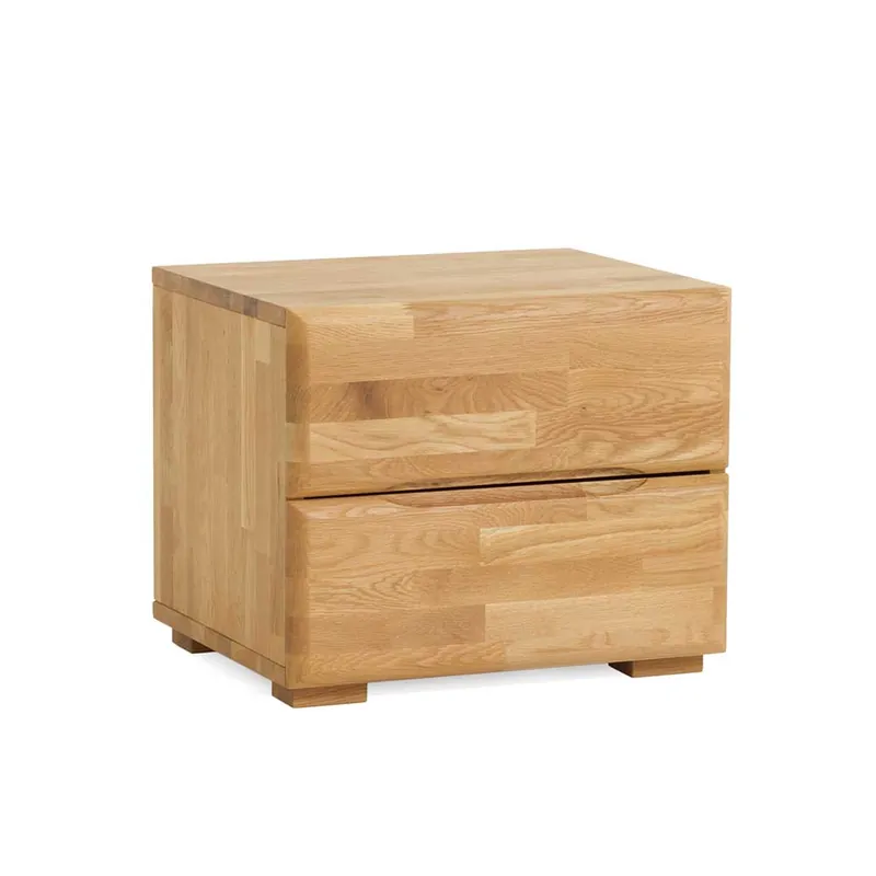 Wildeiche Nachtschrank Spika mit zwei Schubladen Schneller Versand