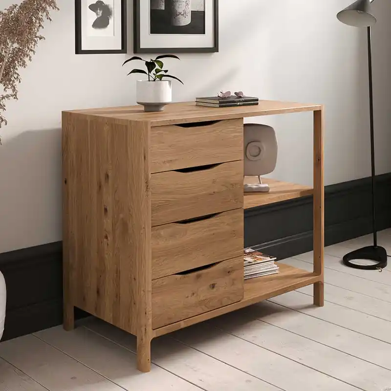 Wildeiche Kommode mit vier Schubladen - Laida Begrenztes Angebot