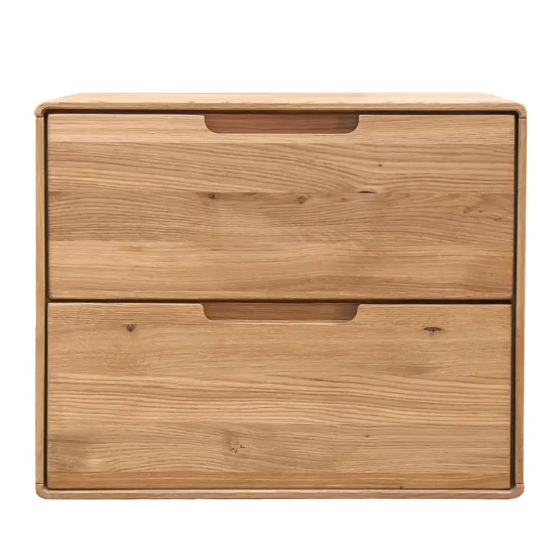 Wildeiche Nachtkommode mit zwei Schubladen - Darcona Echt