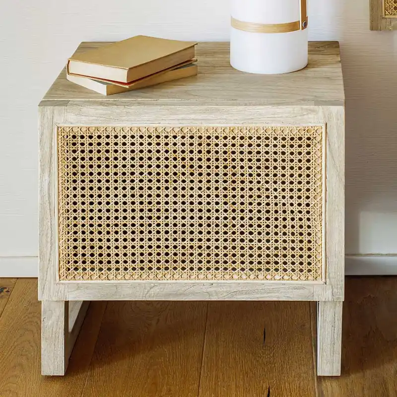 1-türiger Nachtschrank mit Rattan Wiener Geflecht - Bertino Bestpreis