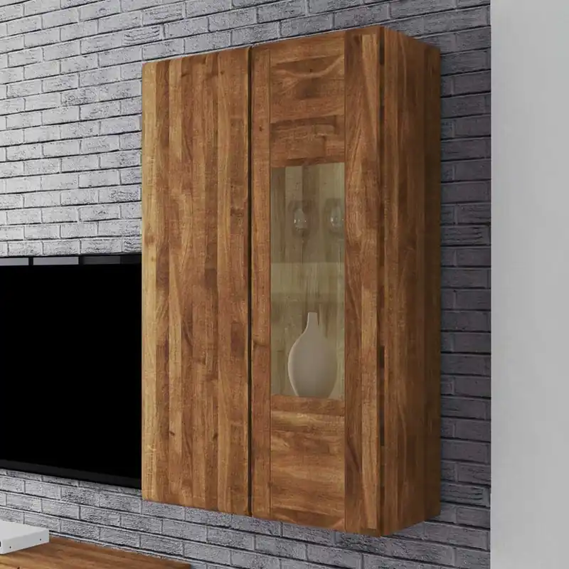 Wohnzimmer Hängevitrine Vaskov aus Wildeiche Massivholz Begrenztes Angebot