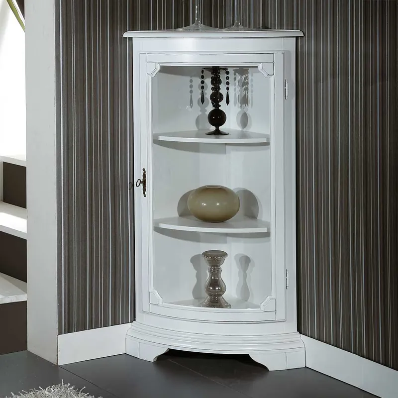 1-türige Vintage Eckvitrine niedrig - 112 cm hoch - Zarinas Neu Im Sortiment