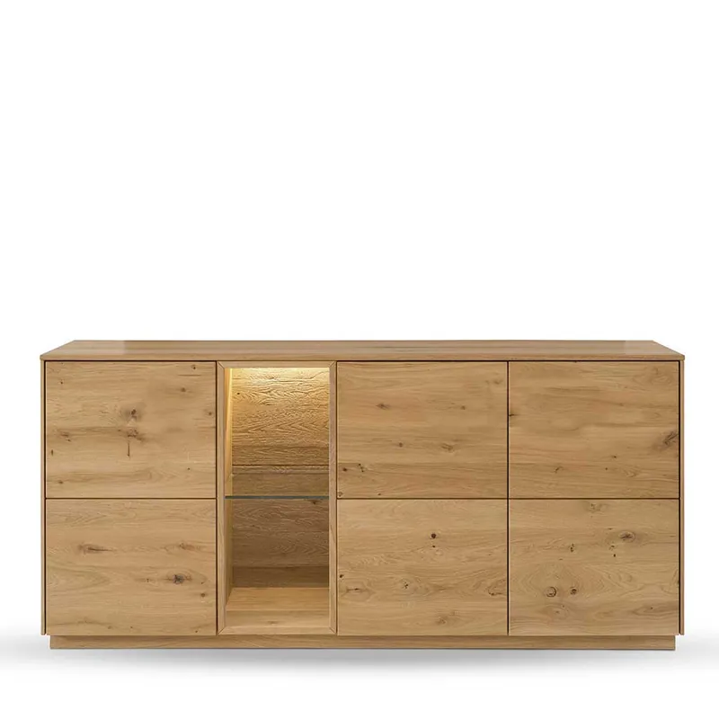 Zertifiziert 170x80x44 cm Wildeiche Sideboard geölt - Obinson