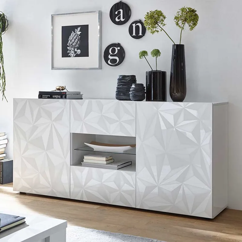 181x84x42 Designer-Sideboard in Glänzend-Weiß - Vovasoma Billig