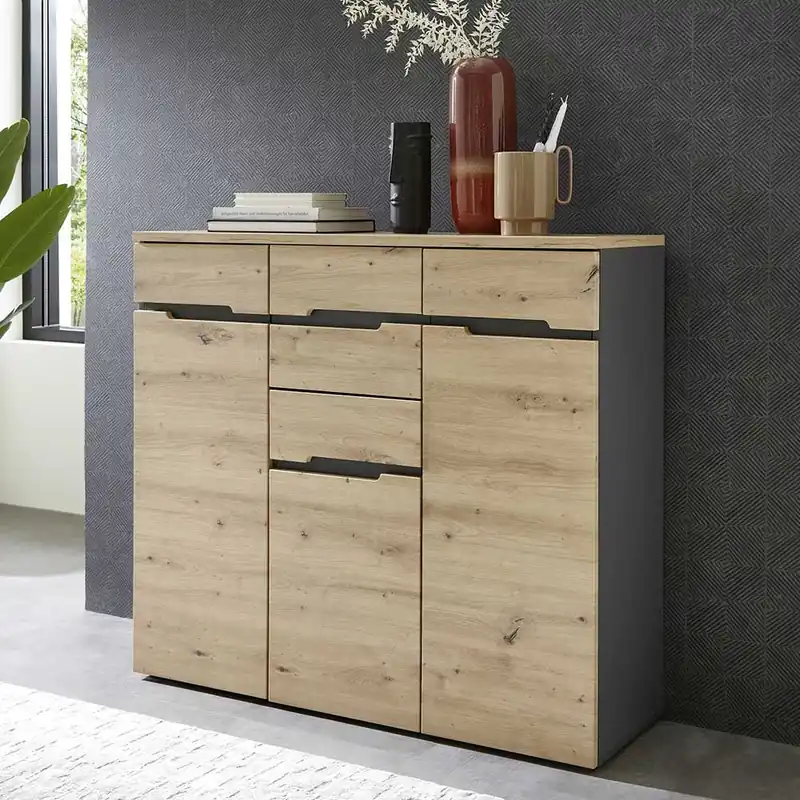 120x107x38 cm Hochkommode in Wildeiche - Kuetra Beliebt