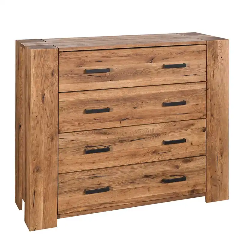 120x100 Eiche Kommode mit Metallgriffen - Latinossa Markenware