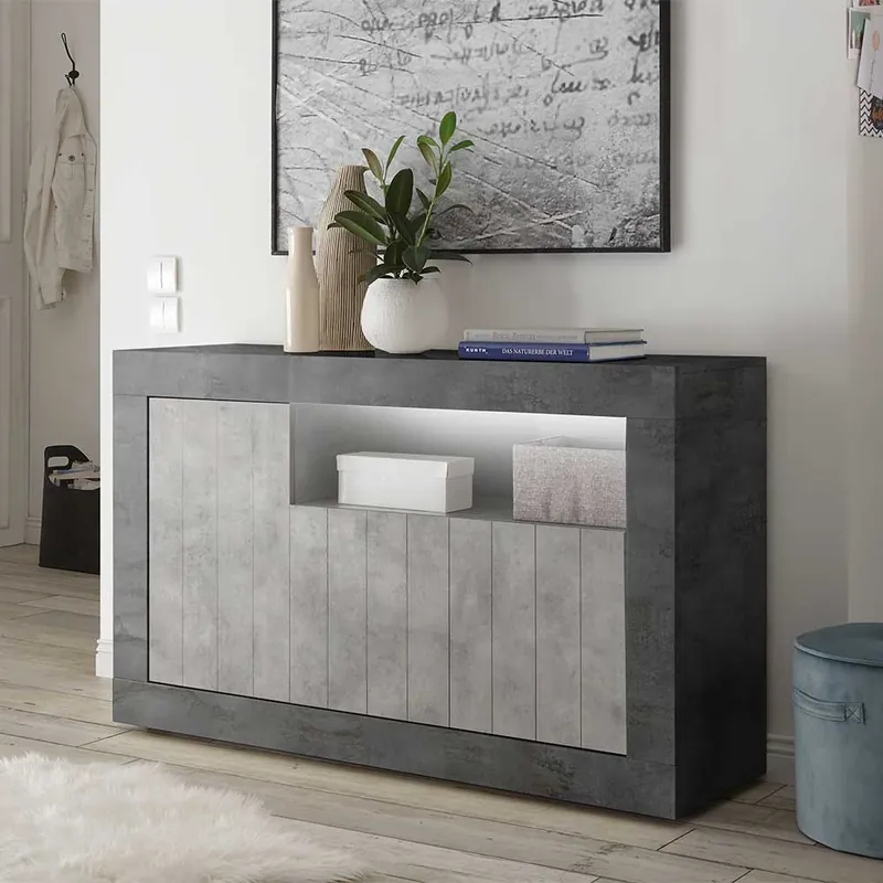 138x86x43 Design-Kommode in Grau zweifarbig - Casmas Markenprodukt