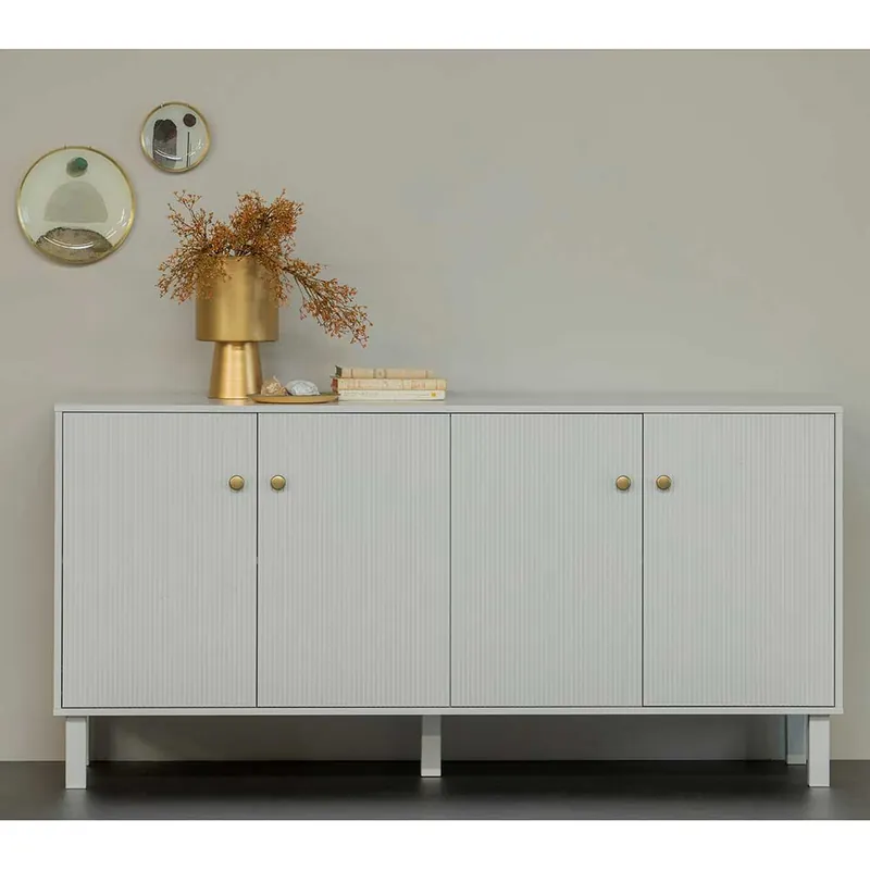 160x78x46 Skandi Sideboard 4-türig in Grau - Huvina Nur Für Kurze Zeit