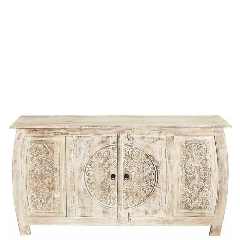 166x85x40 cm Akazie Sideboard in White Wash - Omie Must-Have