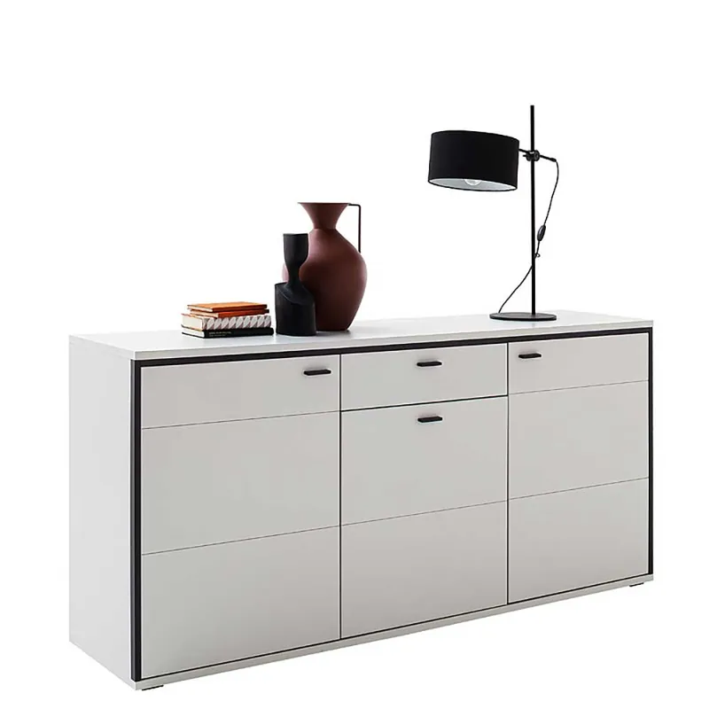 183x89x44 Sideboard in Weiß mit Schwarzgrau - Loazin Geprüft