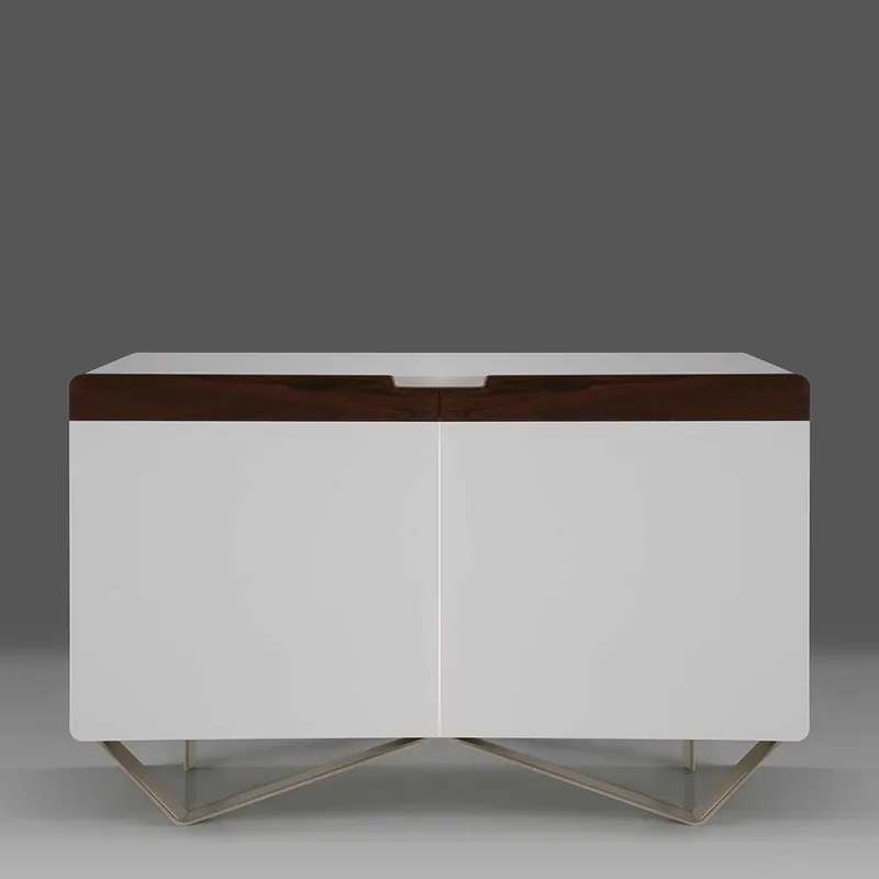 2-türige Design Kommode in Weiß & Nussbaum - Onesty Geprüft