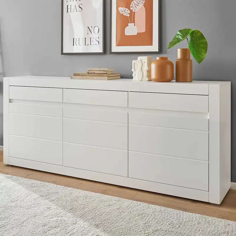 Weißes Sideboard mit 217 cm Breite - Ilana Kostenloser Rückversand
