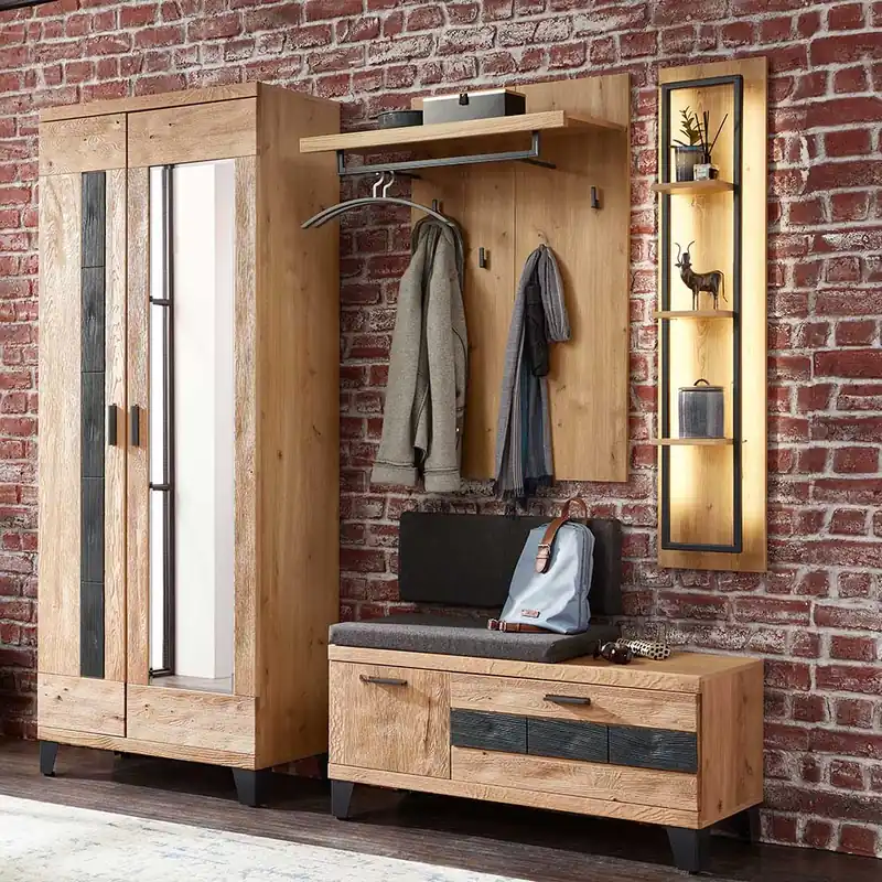 Zertifiziert Garderobenmöbel aus Echtholz - Elprisca (vierteilig)