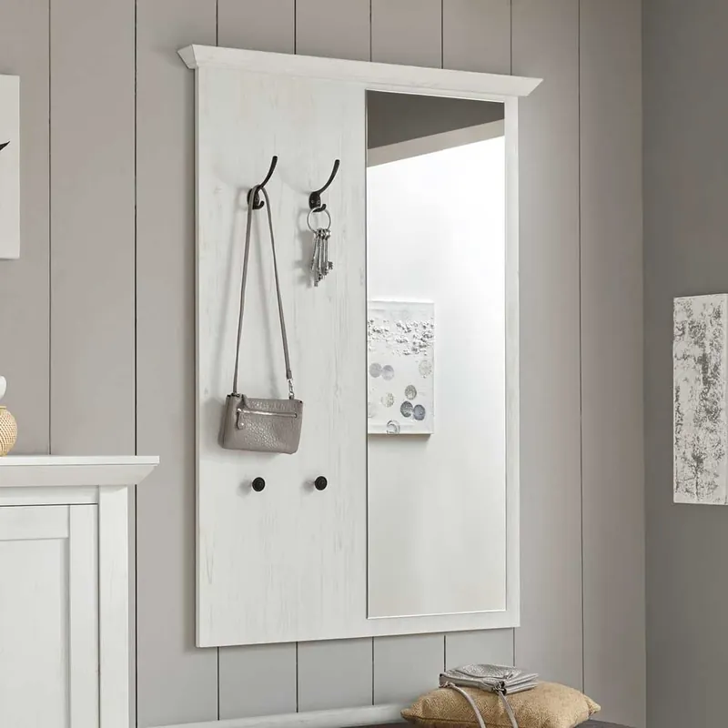 Weißes Garderobenpaneel mit Spiegel - Chelles Neu