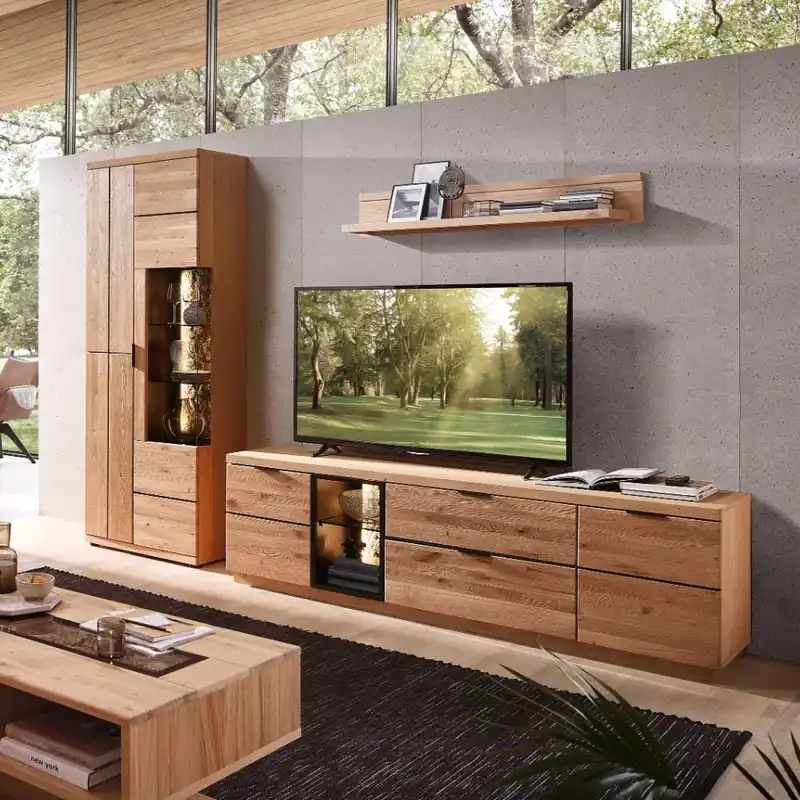 Wohnzimmer Anbauwand in Wildeiche Bianco - Dritos (dreiteilig) Direkt Vom Hersteller