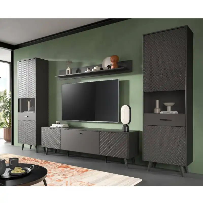 Wohnwand Kombi in Mattgrau - Adrionata (vierteilig) Nur Heute